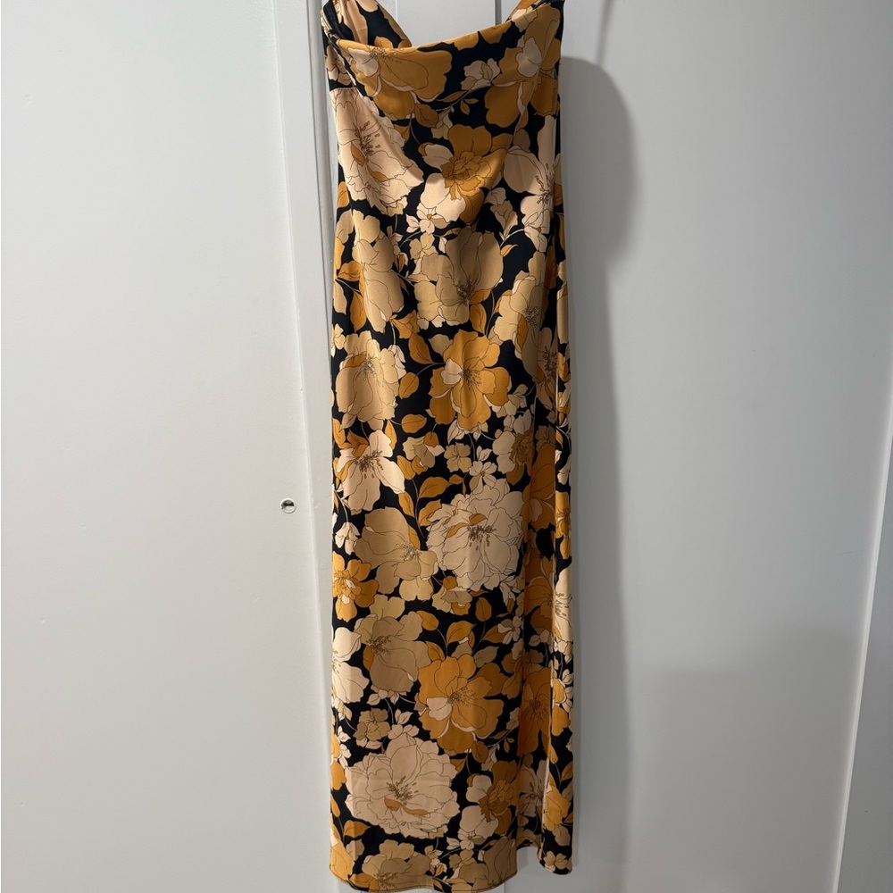 J. Crew Strapless Silk Dress in Black and Gold Floral! Brand new!!